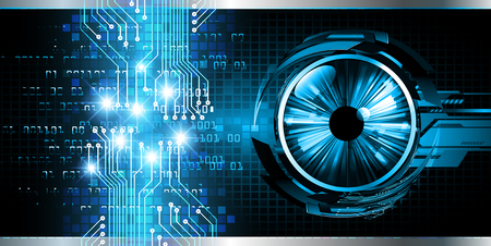 Binary circuit board future technology, blue eye cyber security concept background, abstract hi speed digital internet.motion move blur. pixel vectorのイラスト素材