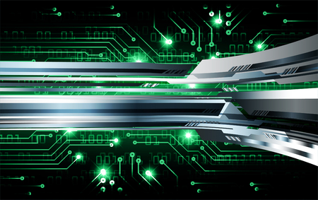 Binary circuit board future technology, green cyber security concept background. Abstract hi speed digital internet.のイラスト素材