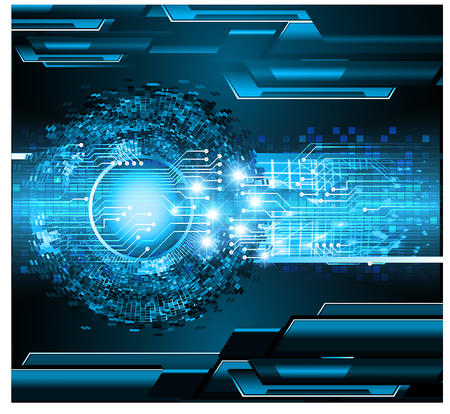 Binary circuit board future technology, blue eye cyber security concept background. Abstract hi speed digital internet.のイラスト素材