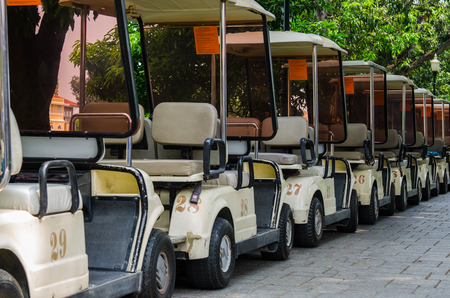 There are golf car parkingのeditorial素材