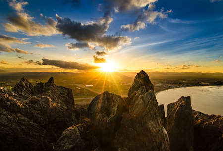 Sunset view from on top mountain in Thailandの写真素材
