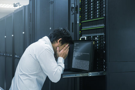 System administrator finish working in data center