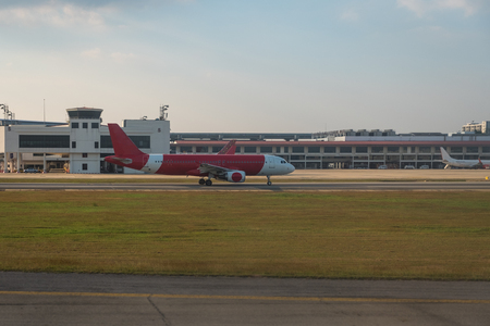 Airplane Taxi on the taxi way prepare for take offの写真素材