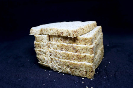 Bread on a black background.の写真素材