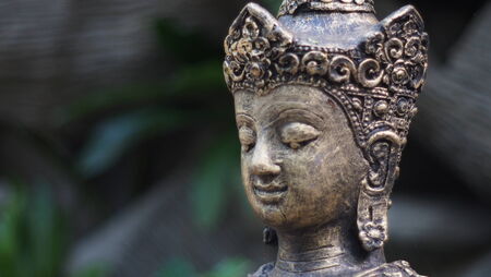 Potrait of a buddha statue (buddha, face, meditation)の写真素材