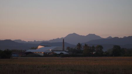 Petrochemical oil refinery plant in evening ,Thailandの写真素材