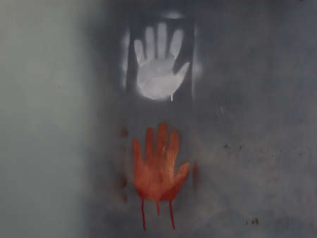 White and red handsの写真素材