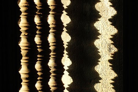The shadow of window d?cor in buddhist templeの写真素材