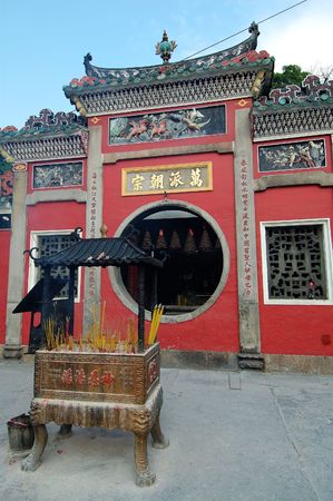 A facade view of temple gate and incene holderの写真素材