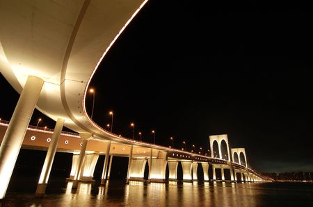 The night of Sai Van bridge in Macauの写真素材