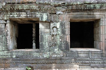 Windows of mandapa at Angkor Wat, Cambodiaの写真素材