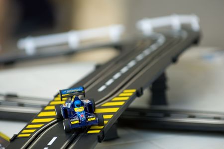 The toy of the racing car on trackの写真素材