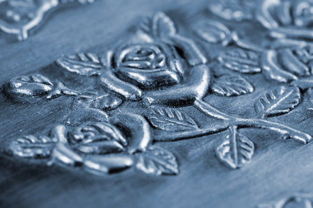 Details of jewelry box with carved pattern