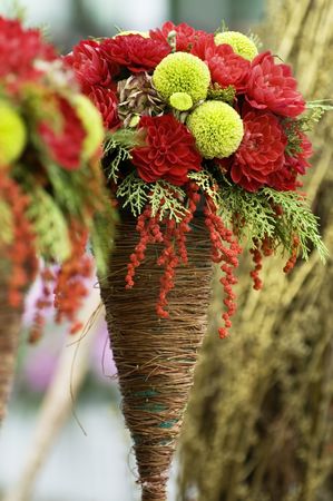 The close up view of bouquets of various flowersの写真素材
