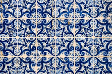 The abstract pattern of Portuguese painted tiles with interesting designsの写真素材