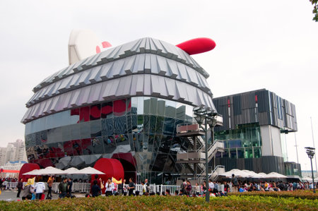 SHANGHAI - MAY 24: EXPO Macau and Hong Kong Pavilions. May 24, 2010 in Shanghai China. のeditorial素材