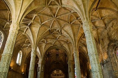  Interior view of the Mosteiro Dos Jeronimos, Lisbon, Portugalのeditorial素材