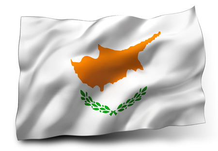 Waving flag of Cyprus isolated on white backgroundの写真素材