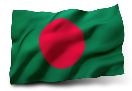 Waving flag of Bangladesh isolated on white backgroundの写真素材