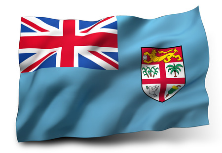 Waving flag of Fiji isolated on white backgroundの写真素材