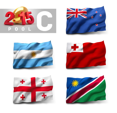 Flags of International rugby competition. Qualifying pool Cの写真素材