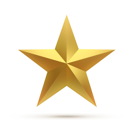 Golden star isolated on whiteの写真素材