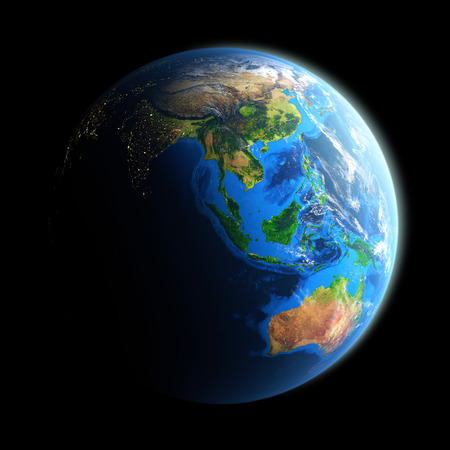 Detailed picture of the Earth, view of Asian and Australian continent. Elements of this image furnished by NASAの写真素材