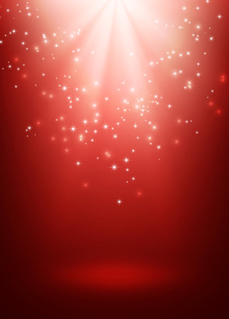 Shiny red background with starlight raining downの写真素材