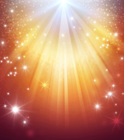 Shiny gold background with star lights raining downの写真素材