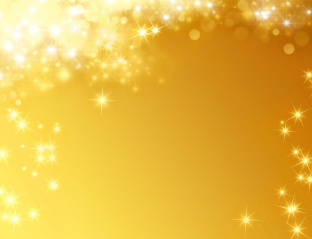 Shiny gold background with star lights raining downの写真素材