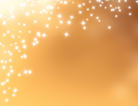 Shiny gold background with star lights raining downの写真素材