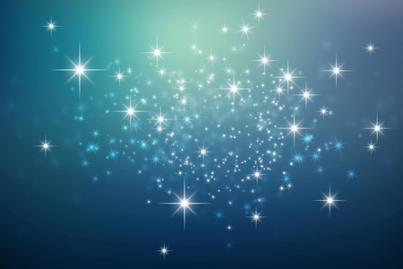 Shiny blue night background with star lights explosion