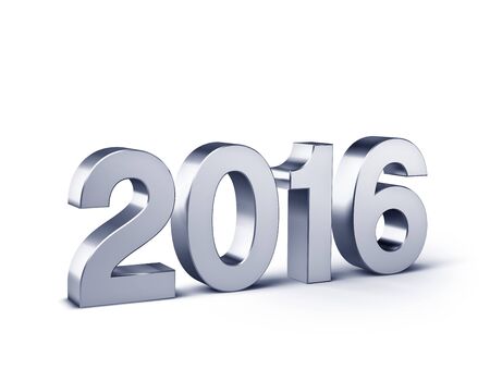3D New Year silver 2016 isolated on whiteの写真素材