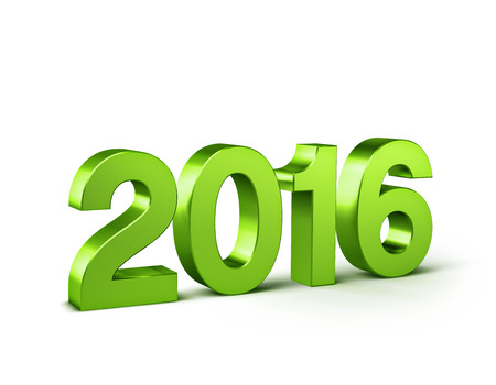 3D New Year green 2016 isolated on whiteの写真素材