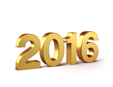 3D New Year gold 2016 isolated on whiteの写真素材