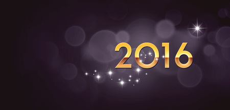 New Year gold 2016 isolated on festive black backgroundの写真素材
