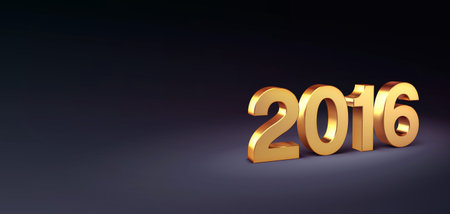 3D New Year gold 2016 isolated on black