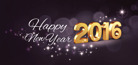 3D New Year gold 2016 on festive black backgroundの写真素材