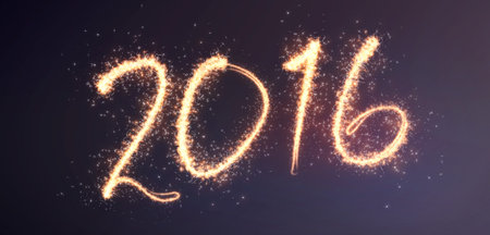 2016 lettering written in fireworks effect