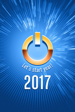 2017 new year starting in light with a power buttonの写真素材