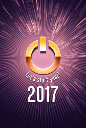 2017 new year starting in light with a power buttonの写真素材