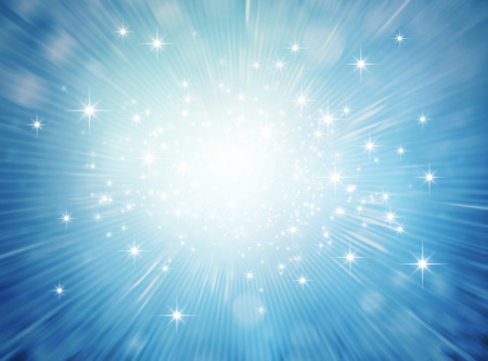 Festive bright light exploding inside a blue glittering background