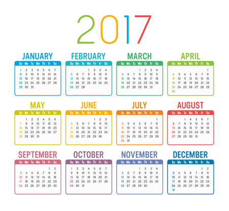 Colorful 2017 calendar isolated on a white backgroundのイラスト素材