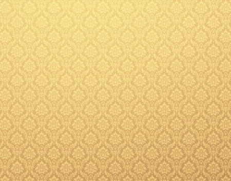 Gold damask wallpaper with floral patternsの写真素材