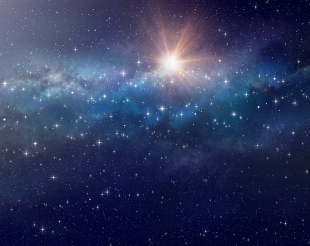 High definition galactic background, bright light and stars shining in a milky wayの写真素材