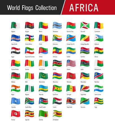 Flags of Africa, waving in the wind - Vector world flags collectionのイラスト素材