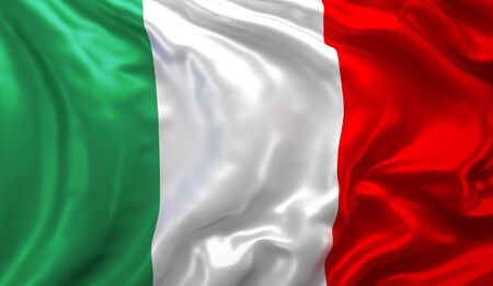 Flag of Italy blowing in the wind. 3D illustrationの写真素材