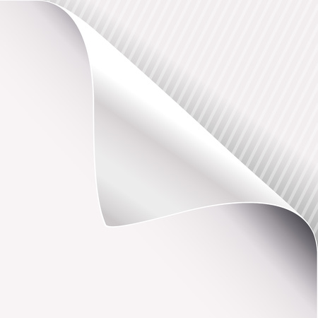 Curled corner of white paper on right top angle. Vector illustration.のイラスト素材