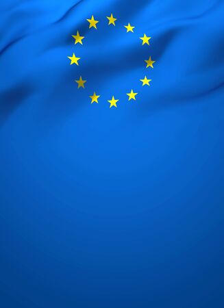 Flag of Europe European Union blowing in the wind, full page cover background. Brochure, flyer, poster, banner design template.の写真素材