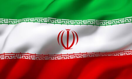 Flag of Iran blowing in the wind. Full page Iranian flying flag. 3D illustration.の写真素材